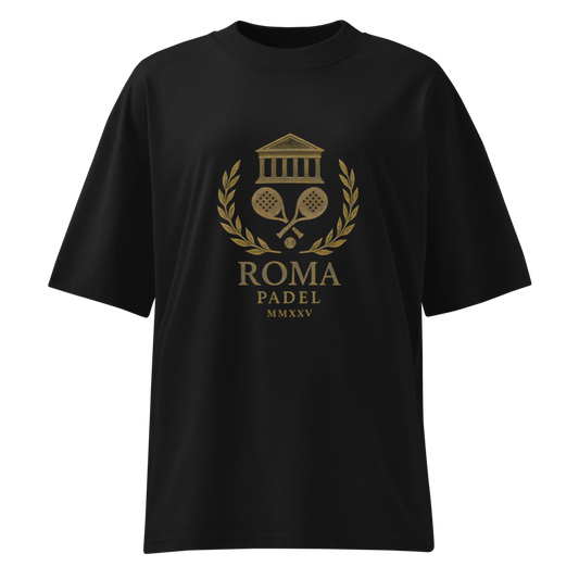 Roma Padel Heavyweight T-Shirt in black – Italian-inspired garment-dyed padel tee by Corcuera