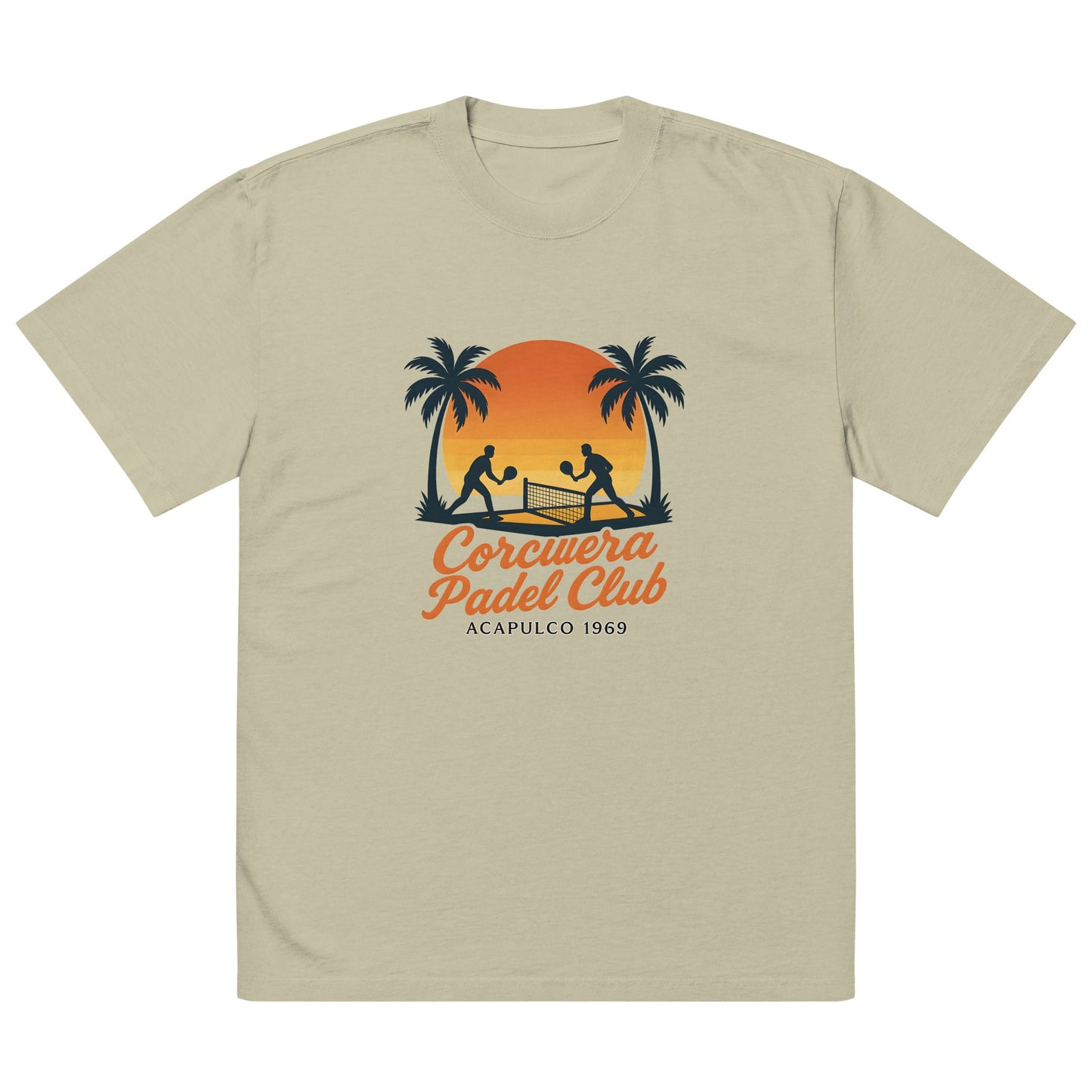 Sunset Oversized Faded T-Shirt – unisex oversized padel tee, back view | Corcuera Padel Club