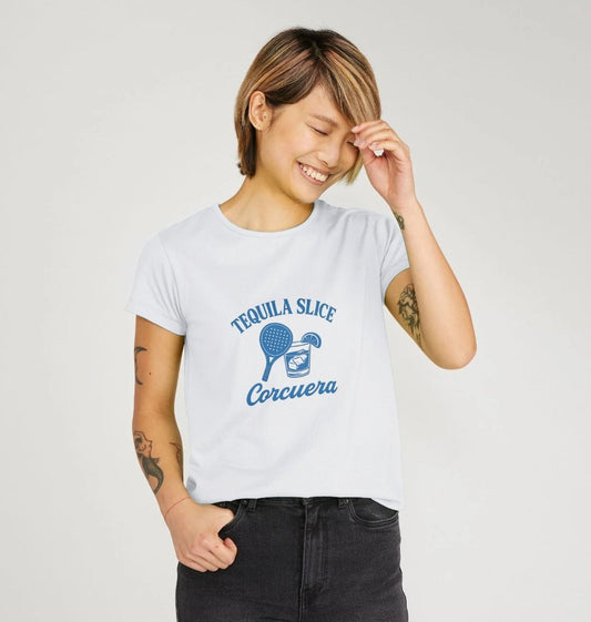 Tequila Slice Women's Padel T-Shirt – women's white organic cotton padel tee, back | Corcuera Padel Club