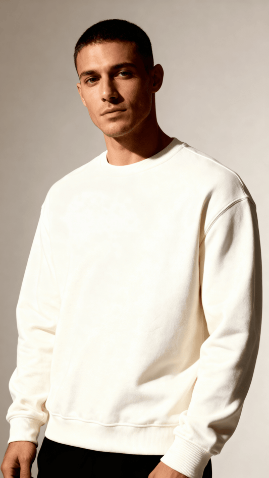 Third Shot Club Oversized Crew - Cream / Navy - Corcuera Padel Club