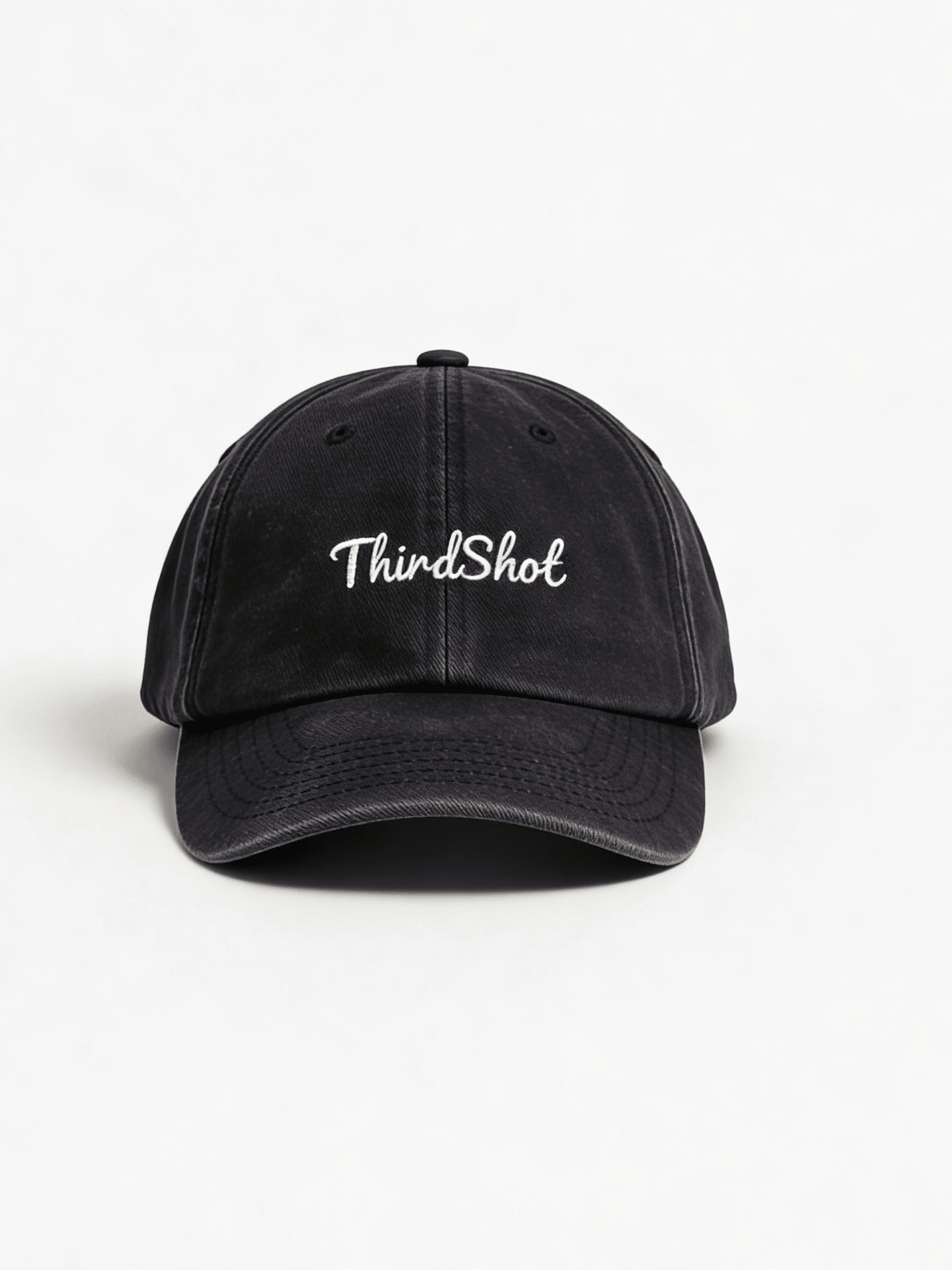 Third Shot Vintage Low Profile Padel Cap – unisex black padel cap, front | Corcuera Padel Club
