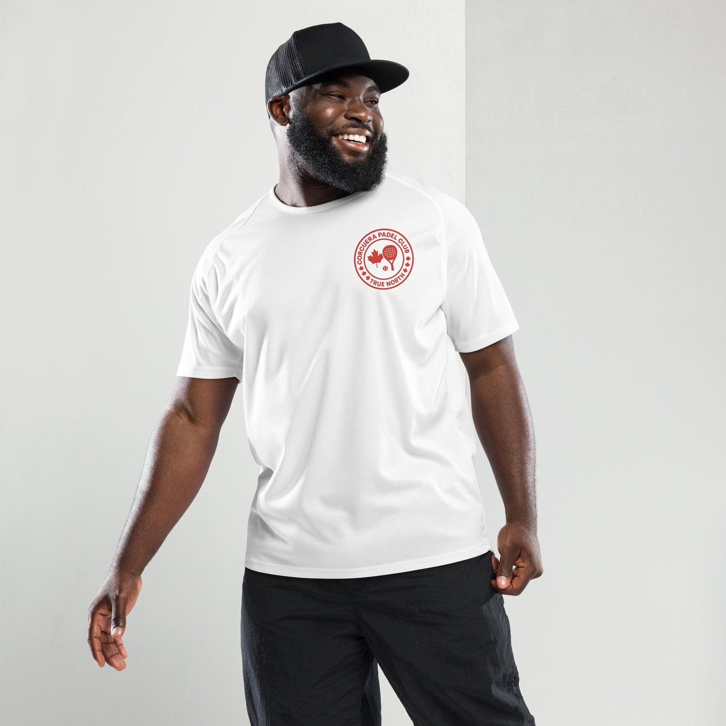 True North Canada Padel Club Players T-Shirt – unisex padel tee, flat lay | Corcuera Padel Club