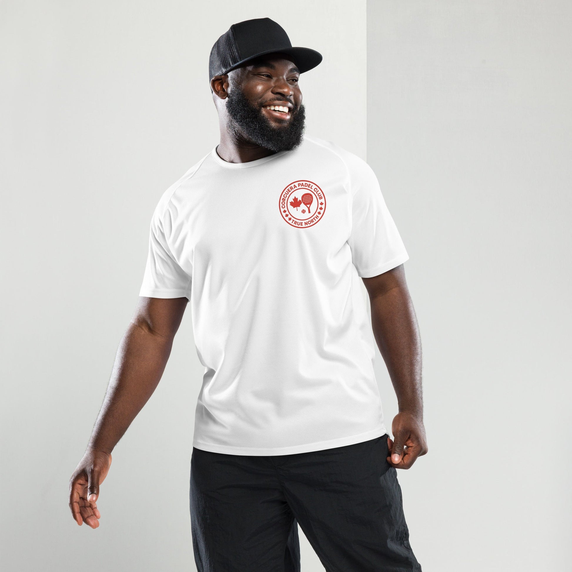 True North Canada Padel Club Players T-Shirt – unisex padel tee, flat lay | Corcuera Padel Club