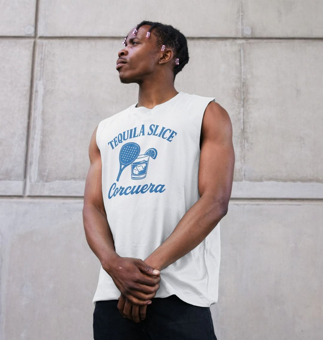 Tequila Slice Men’s Sleeveless Padel Top – organic cotton Après Padel gift