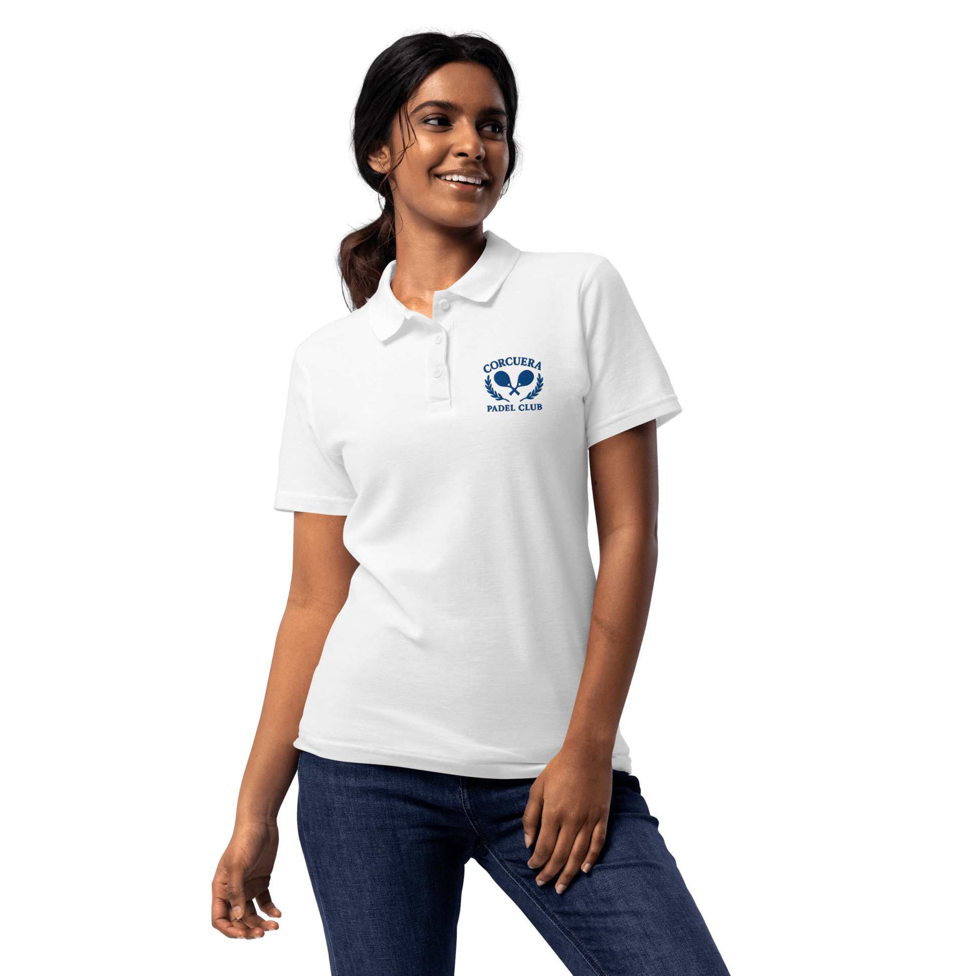 Women's Padel Polo, Piqué Cotton – women's padel polo shirt, back | Corcuera Padel Club
